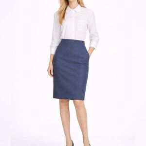 Giorgio Armani Runway Blue Wool (Silk Lining) Pencil Skirt, Size 4 (IT 40)